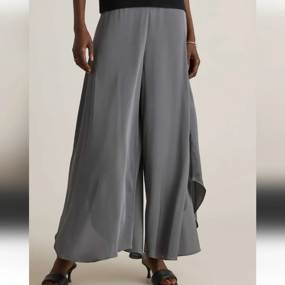 Quince Washable Stretch Silk Palazzo Pants In Lava Smoke - Picture 6 of 15